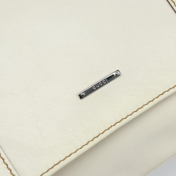 GUCCI Hand Bag Leather White Silver 113014 Auth 172961