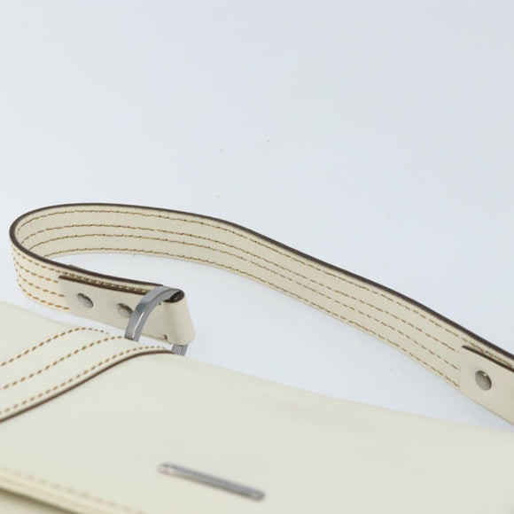 GUCCI Hand Bag Leather White Silver 113014 Auth 172961