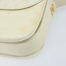 CELINE Macadam Canvas Horse Carriage Shoulder Bag Leather White Gold Auth 172964-9
