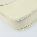 CELINE Macadam Canvas Horse Carriage Shoulder Bag Leather White Gold Auth 172964-14