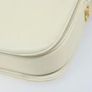 CELINE Macadam Canvas Horse Carriage Shoulder Bag Leather White Gold Auth 172964-15