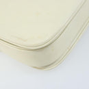 CELINE Macadam Canvas Horse Carriage Shoulder Bag Leather White Gold Auth 172964-16