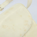 CELINE Macadam Canvas Horse Carriage Shoulder Bag Leather White Gold Auth 172964-10