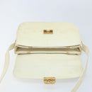 CELINE Macadam Canvas Horse Carriage Shoulder Bag Leather White Gold Auth 172964-11