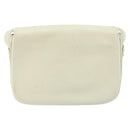 CELINE Macadam Canvas Horse Carriage Shoulder Bag Leather White Gold Auth 172964-2