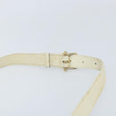 CELINE Macadam Canvas Horse Carriage Shoulder Bag Leather White Gold Auth 172964-8