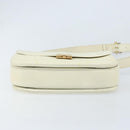 CELINE Macadam Canvas Horse Carriage Shoulder Bag Leather White Gold Auth 172964-5
