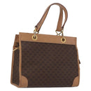 CELINE Macadam Canvas Hand Bag PVC Leather Brown Gold Auth 172965-1