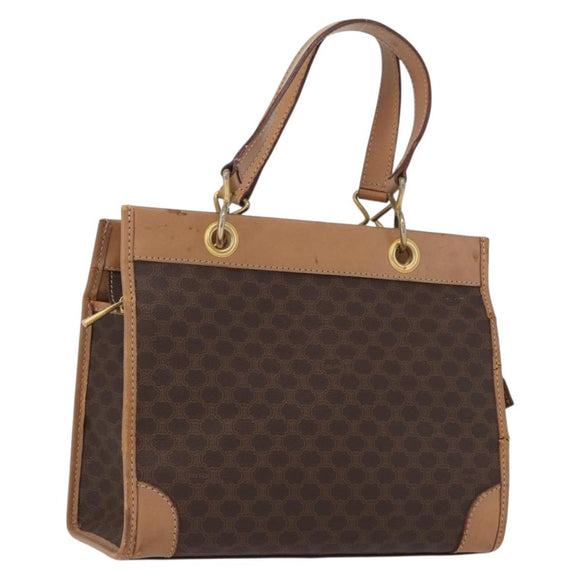 CELINE Macadam Canvas Hand Bag PVC Leather Brown Gold Auth 172965