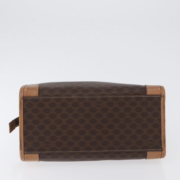 CELINE Macadam Canvas Hand Bag PVC Leather Brown Gold Auth 172965
