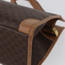 CELINE Macadam Canvas Hand Bag PVC Leather Brown Gold Auth 172965-15