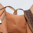 CELINE Macadam Canvas Hand Bag PVC Leather Brown Gold Auth 172965-18