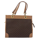 CELINE Macadam Canvas Hand Bag PVC Leather Brown Gold Auth 172965-13