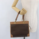 CELINE Macadam Canvas Hand Bag PVC Leather Brown Gold Auth 172965-22