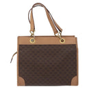 CELINE Macadam Canvas Hand Bag PVC Leather Brown Gold Auth 172965-2