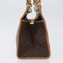CELINE Macadam Canvas Hand Bag PVC Leather Brown Gold Auth 172965-4