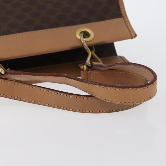 CELINE Macadam Canvas Hand Bag PVC Leather Brown Gold Auth 172965