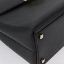 Salvatore Ferragamo Gancini Hand Bag Leather Black Gold Auth 172966-9