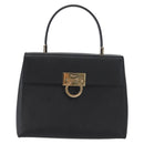 Salvatore Ferragamo Gancini Hand Bag Leather Black Gold Auth 172966-13