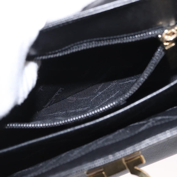 Salvatore Ferragamo Gancini Hand Bag Leather Black Gold Auth 172966