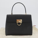 Salvatore Ferragamo Gancini Hand Bag Leather Black Gold Auth 172966-12
