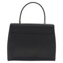 Salvatore Ferragamo Gancini Hand Bag Leather Black Gold Auth 172966-2