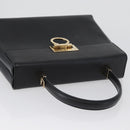 Salvatore Ferragamo Gancini Hand Bag Leather Black Gold Auth 172966-6