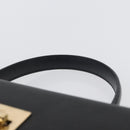 Salvatore Ferragamo Gancini Hand Bag Leather Black Gold Auth 172966-8