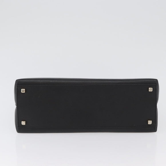 Salvatore Ferragamo Gancini Hand Bag Leather Black Gold Auth 172966