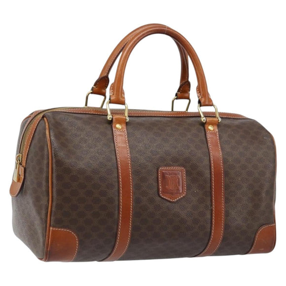 CELINE Macadam Canvas Hand Bag PVC Leather Brown Gold Auth 172968A