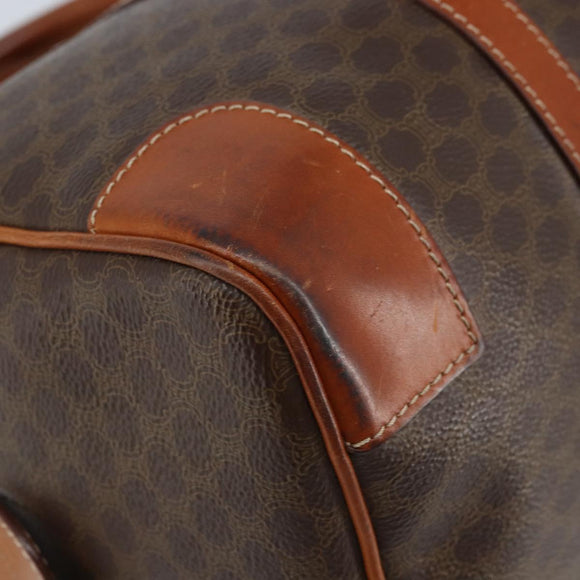 CELINE Macadam Canvas Hand Bag PVC Leather Brown Gold Auth 172968A