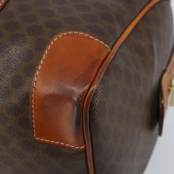 CELINE Macadam Canvas Hand Bag PVC Leather Brown Gold Auth 172968A