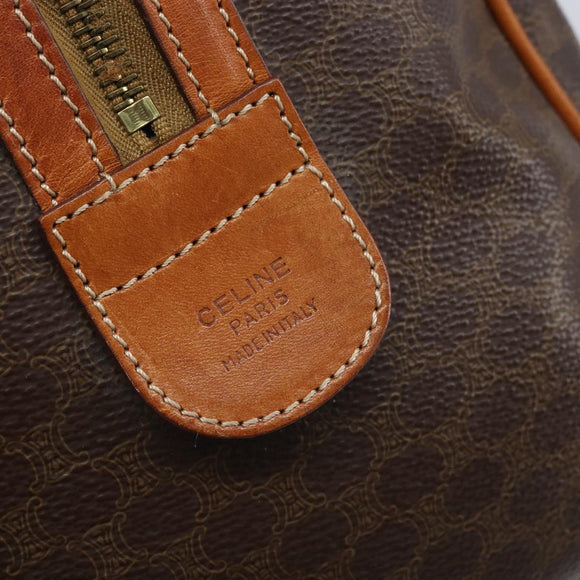 CELINE Macadam Canvas Hand Bag PVC Leather Brown Gold Auth 172968A