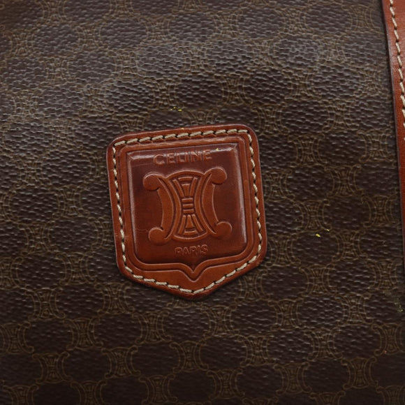 CELINE Macadam Canvas Hand Bag PVC Leather Brown Gold Auth 172968A
