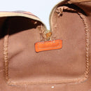 CELINE Macadam Canvas Hand Bag PVC Leather Brown Gold Auth 172968A-19