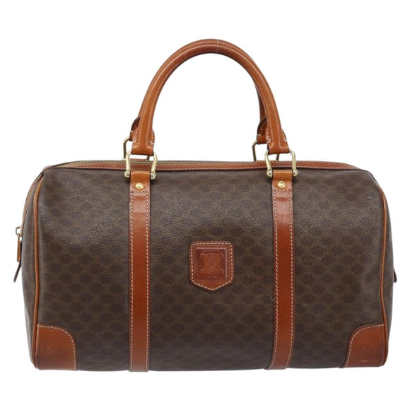 CELINE Macadam Canvas Hand Bag PVC Leather Brown Gold Auth 172968A