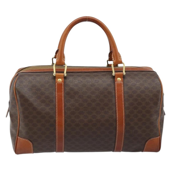 CELINE Macadam Canvas Hand Bag PVC Leather Brown Gold Auth 172968A