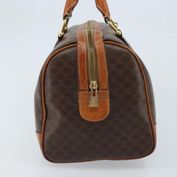 CELINE Macadam Canvas Hand Bag PVC Leather Brown Gold Auth 172968A