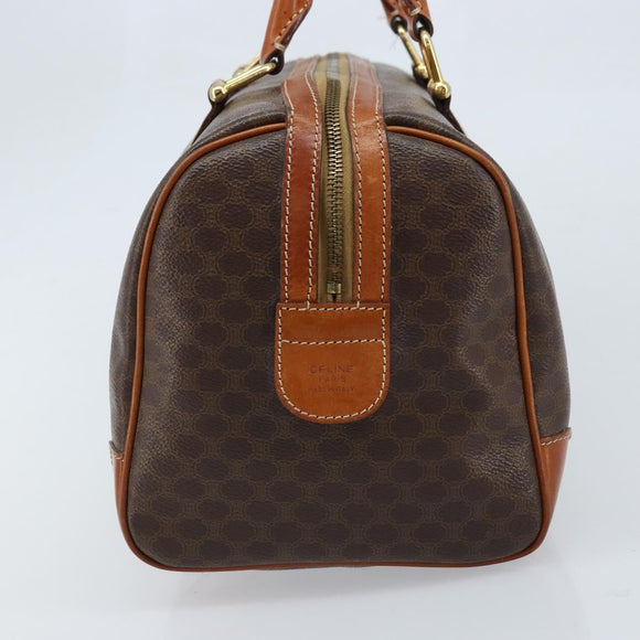 CELINE Macadam Canvas Hand Bag PVC Leather Brown Gold Auth 172968A