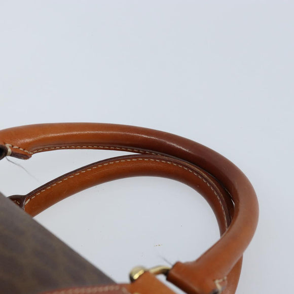 CELINE Macadam Canvas Hand Bag PVC Leather Brown Gold Auth 172968A