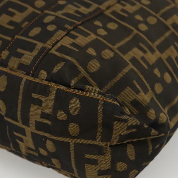FENDI Zucca Canvas Tote Bag Brown Black Auth 172970