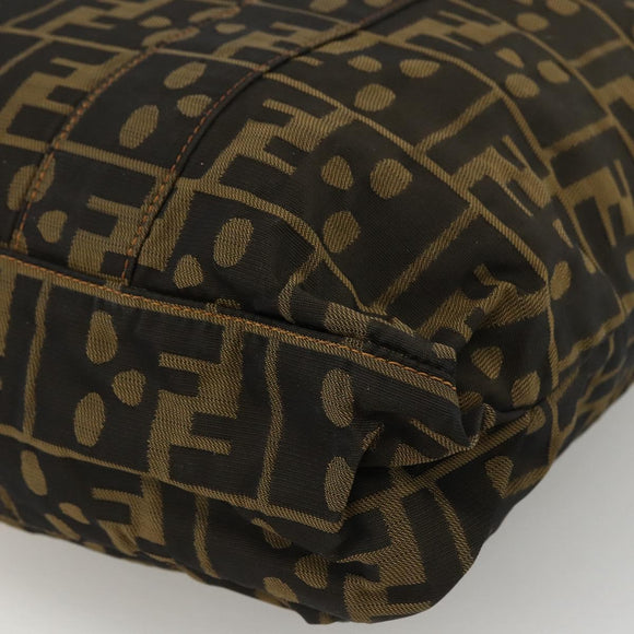 FENDI Zucca Canvas Tote Bag Brown Black Auth 172970