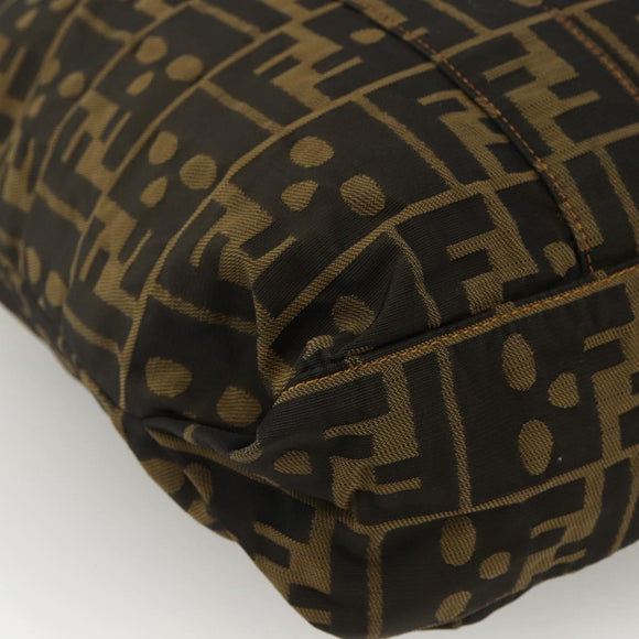FENDI Zucca Canvas Tote Bag Brown Black Auth 172970