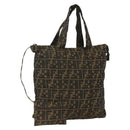 FENDI Zucca Canvas Tote Bag Brown Black Auth 172970-1