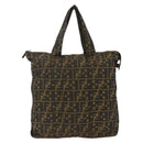 FENDI Zucca Canvas Tote Bag Brown Black Auth 172970-13