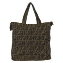 FENDI Zucca Canvas Tote Bag Brown Black Auth 172970-2