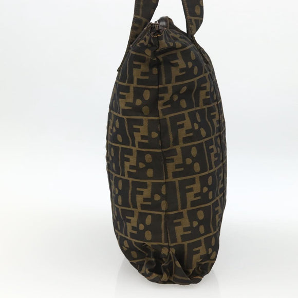 FENDI Zucca Canvas Tote Bag Brown Black Auth 172970