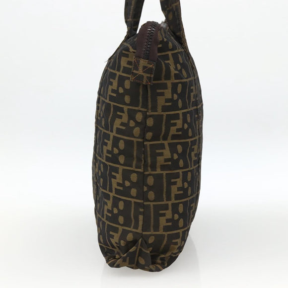 FENDI Zucca Canvas Tote Bag Brown Black Auth 172970