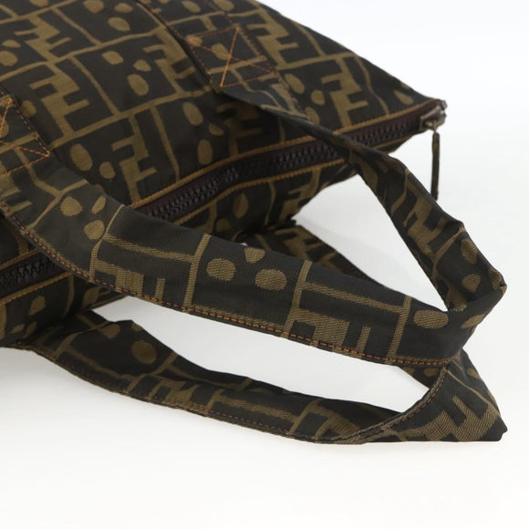 FENDI Zucca Canvas Tote Bag Brown Black Auth 172970