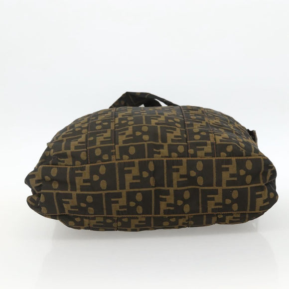 FENDI Zucca Canvas Tote Bag Brown Black Auth 172970